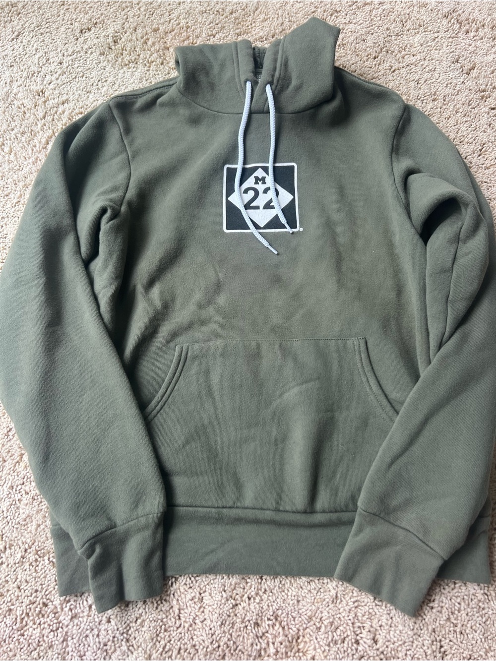 Women's Olive Green Pullover Hoodie with Front Emblem